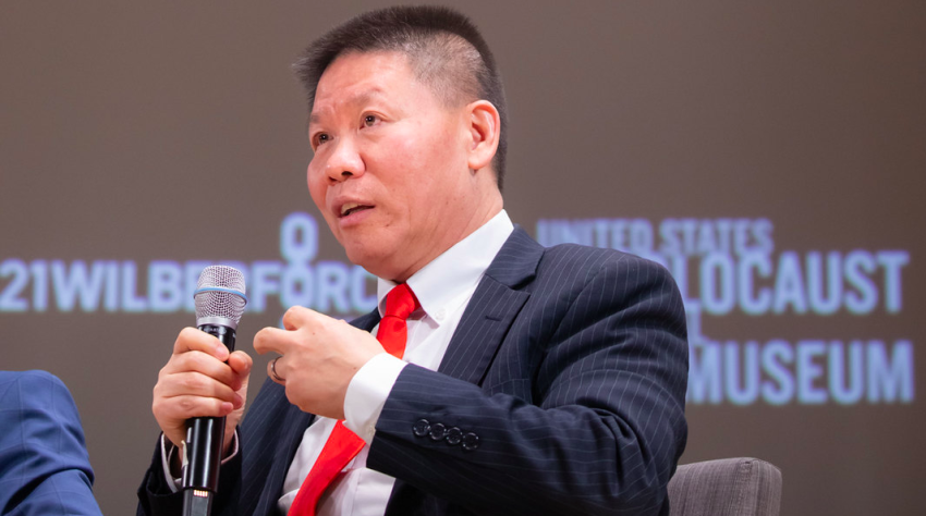 Bob Fu speaks at the United States Holocaust Museum in Washington D.C. on February 5, 2020.