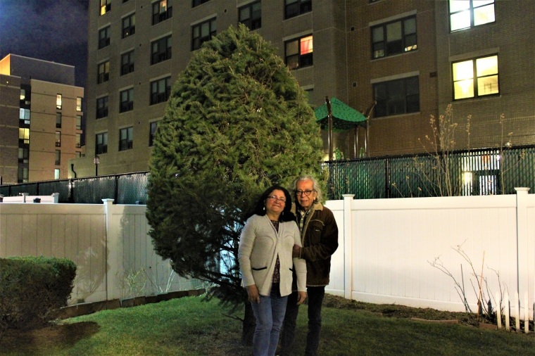 Armando and Sandra Martinez in the backyard of their affordable home in East New York, Brooklyn.