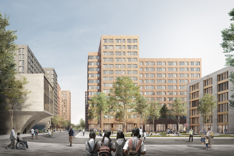 A rendering of 12020 Flatlands Avenue in Brooklyn where New York’s Christian Cultural Center is partnering with Gotham Organization to build a 2,100-unit affordable housing complex.
