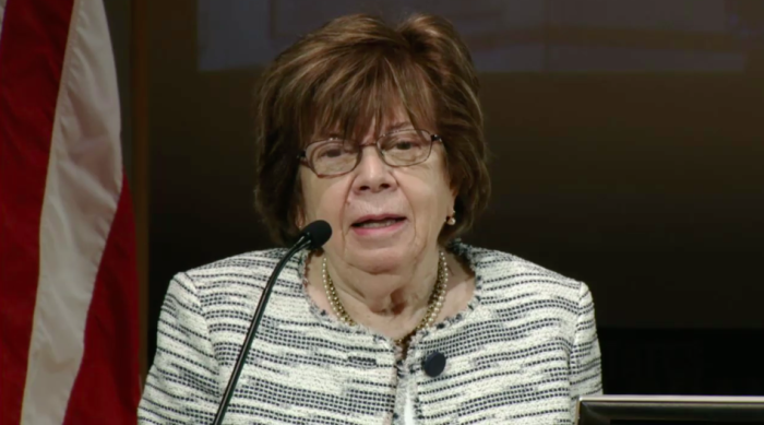 Theodora Klayman speaks at the National Prayer Breakfast sideline event on religious persecution around the globe co-hosted by the Holocaust Museum in Washington, D.C., and 21Wilberforce on February 5, 2020.