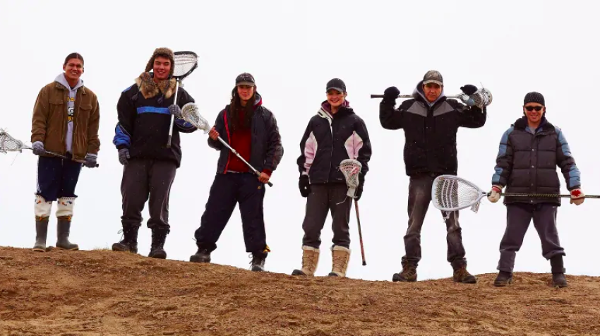 Ben Schnetzer, Booboo Stewart, Will Sasso, Tantoo Cardinal, Emerald MacDonald, Paul Nutarariaq, and Ricky Marty-Pahtaykan star in "The Grizzlies."