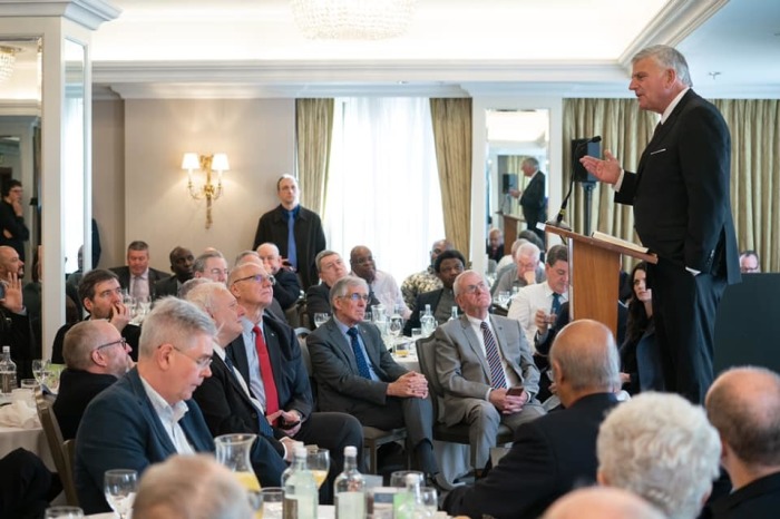 Evangelist Franklin Graham meets with pastors in the U.K. ahead of his Graham Tour, February 2020.