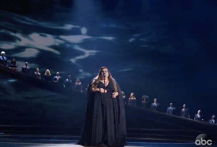 Chrissy Metz and a live choir perform the Oscar-nominated original song 'I'm Standing with You' from 'Breakthrough,' Feb. 9, 2020.