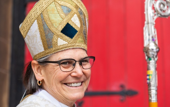 Openly lesbian Bishop Bonnie Perry of the Episcopal Diocese of Michigan, from the Seating at the Cathedral Church of St. Paul, Detroit. Perry was consecrated bishop on Feb. 8, 2020. 