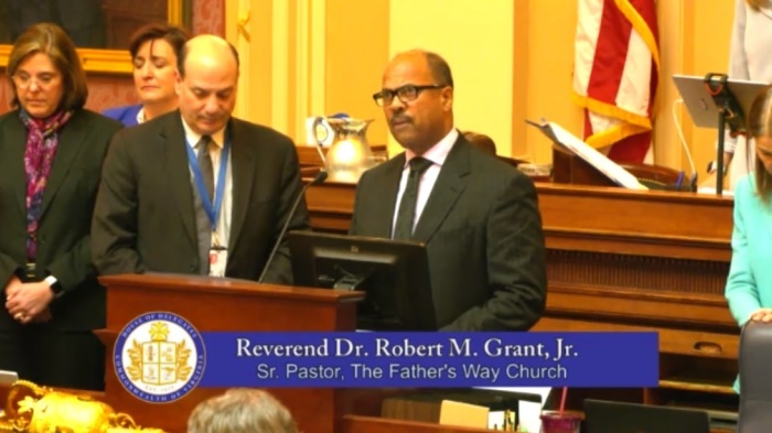 The Reverend Robert M. Grant, Jr., senior pastor of The Father's Way Church of Warrenton, Virginia, giving the opening prayer at a meeting of the Virginia House of Delegates on Tuesday, Feb. 11, 2020. 