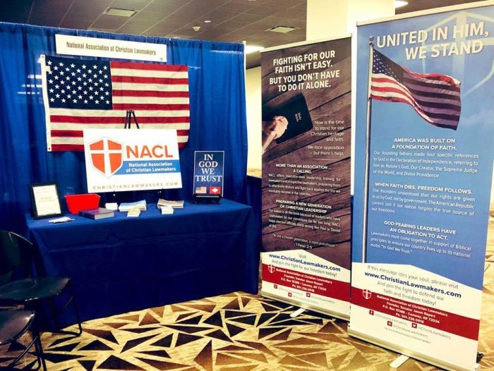 A display from the National Association of Christian Lawmakers.