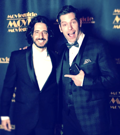 Jonathan Roumie and Dallas Jenkins at the Movieguide Awards in Hollywood, California, Jan. 24, 2020. 