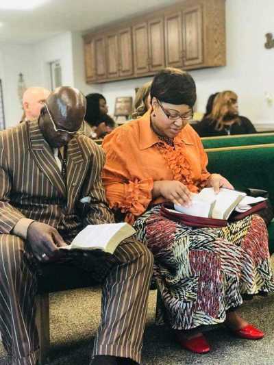 Prophetess Alisha Woodard (R) and her husband Elder Ulysses Woodard, led True Word of Deliverance Church of God in Prichard, Alabama.