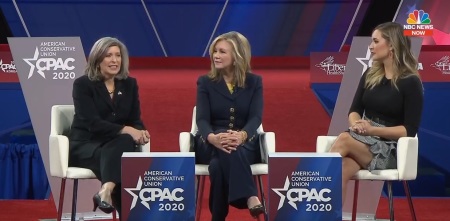 Senators Marsha Blackburn of Tennessee (center) and Joni Ernst of Iowa (left) discuss their issues with socialism on a panel moderated by Katie Pavlich of Townhall.com (right) held on Thursday, Feb. 27, 2020, at the Conservative Political Action Conference in National Harbor, Maryland.