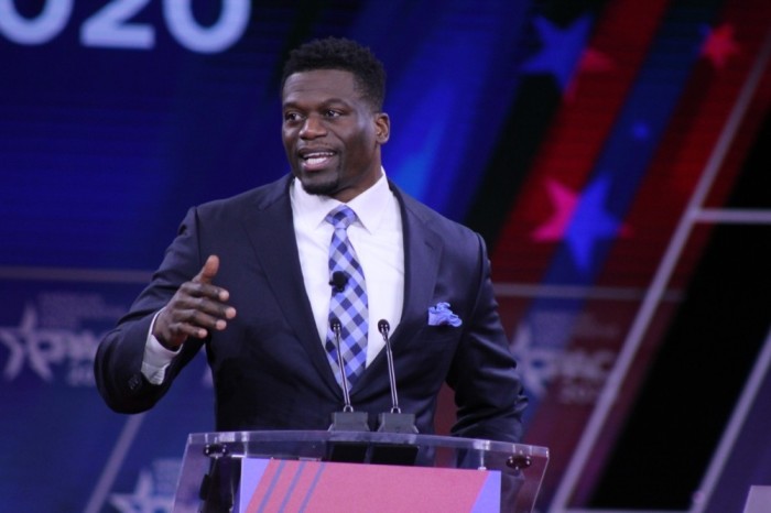 Veteran National Football League tight end Benjamin Watson speaks at the 2020 Conservative Political Action Conference in Oxon Hill, Maryland on Feb. 28, 2020. 