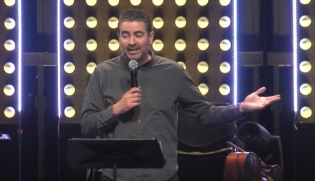 Alan Shlemon of the apologetics group Stand to Reason, giving remarks at the reTHINK Apologetics Student Conference at Cottonwood Creek Church of Allen, Texas on Friday, Feb. 28, 2020.