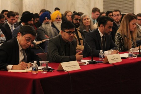 Lawyer Aman Wadud testifies before the U.S. Commission on International Religious Freedom on March 5, 2020 at the Russell Senate Office Building in Washington, D.C.