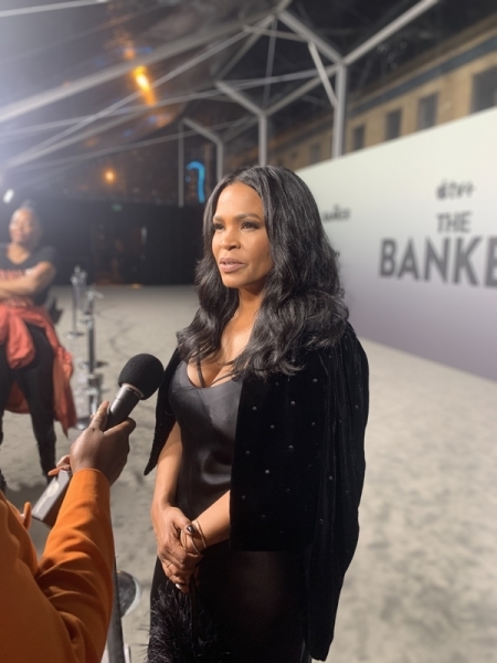 Actress Nia Long attends the red carpet premiere of "The Banker" in Memphis, Tennessee.