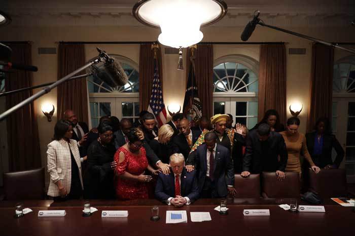President Trump held a roundtable in the White House Cabinet Room with supporters from the African American community on Feb. 27, 2020. 