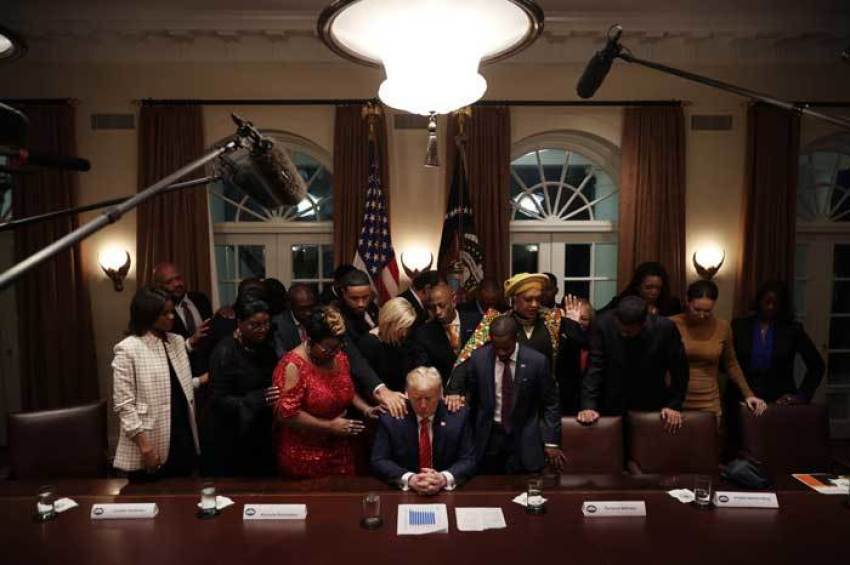 President Trump held a roundtable in the White House Cabinet Room with supporters from the African American community on Feb. 27, 2020.