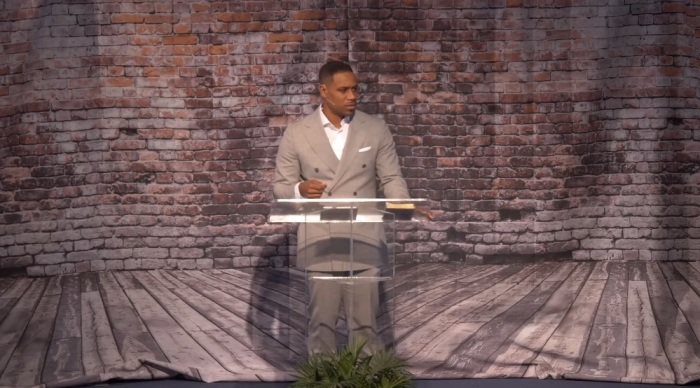 Justin Giboney, co-founder and president of the AND Campaign, giving remarks at the Just Gospel Conference at Del Ray Baptist Church in Alexandria, Virginia on Friday, March 6, 2020. 
