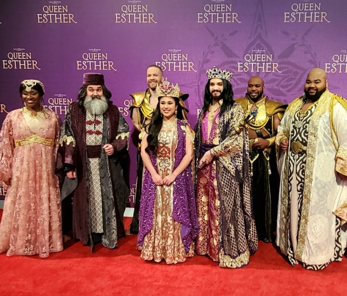 The cast of Queen Esther pose during the premier at Sight & Sound theatres, March 13, 2020.