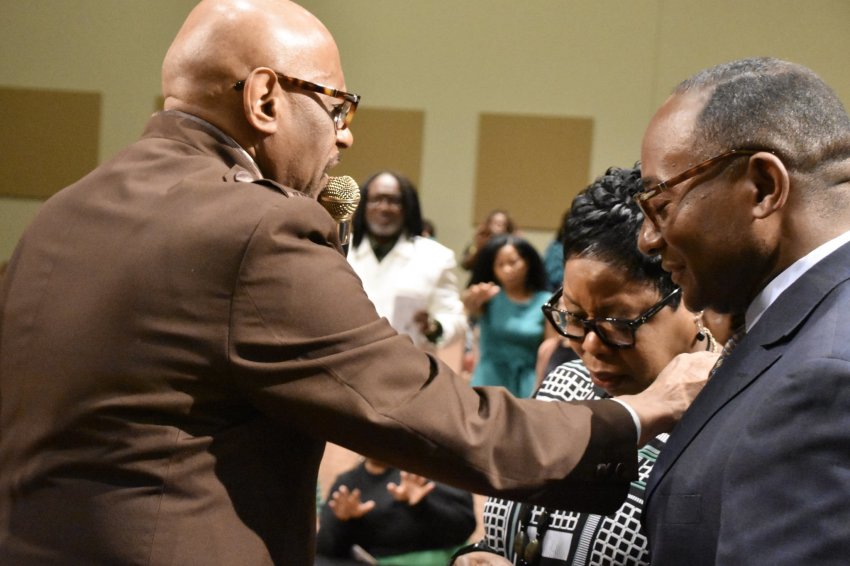 Bishop Paul S. Morton at his worships with his congregation at Changing A Generation Full Gospel Baptist Church in Atlanta, Ga., on Sunday March 15, 2020.