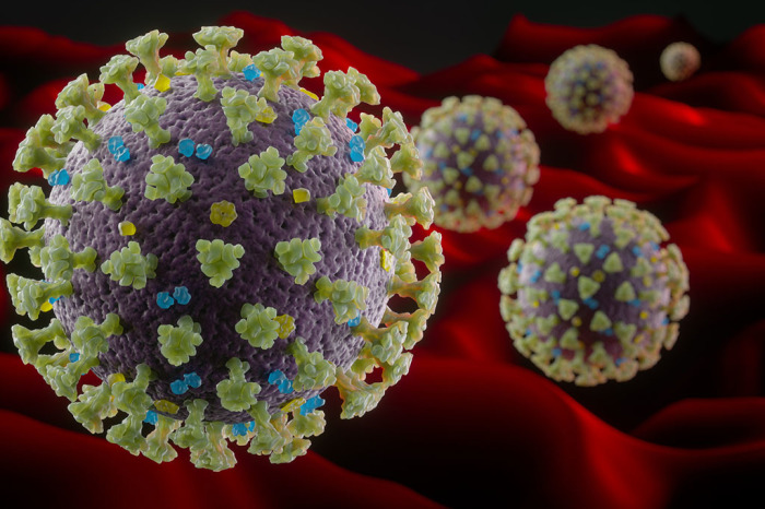 Digital generated image of macro view of the coronavirus from 2020