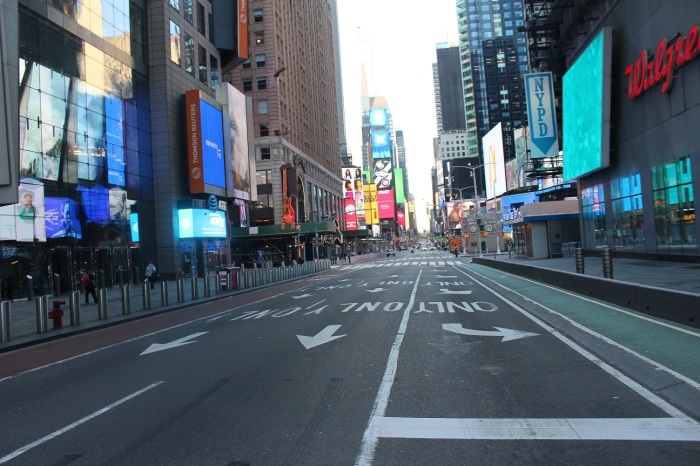 A deserted Times Square in New York City during the coronavirus outbreak.