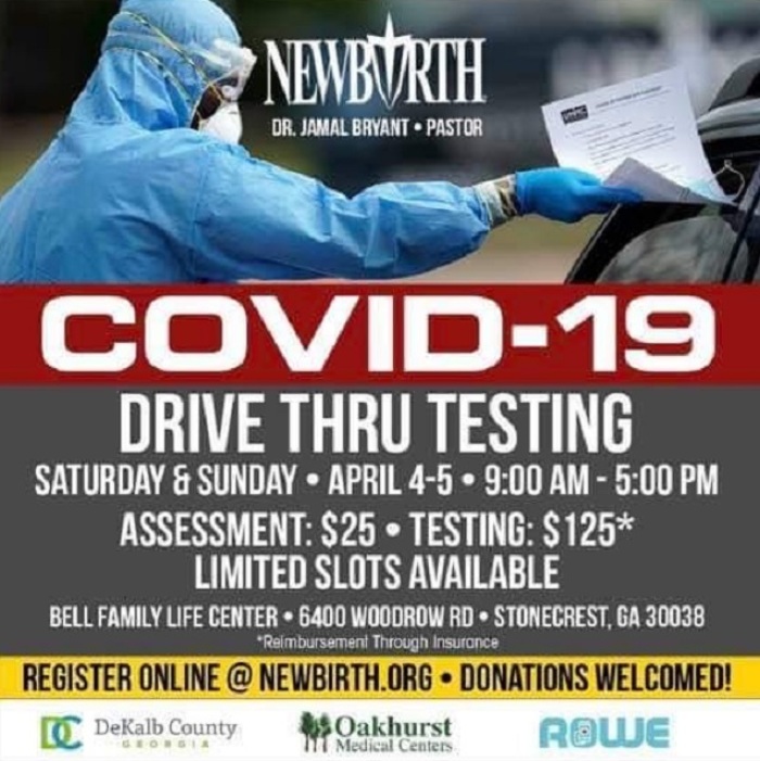 Jamal Bryant's canceled coronavirus testing event.