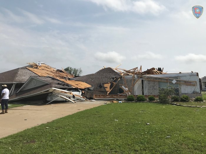A tornado damaged home in the Monroe area of Louisiana.