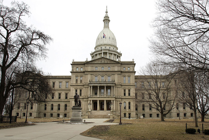 The Michigan state capitol building is seen March 17, 2008, in Lansing, Michigan. 