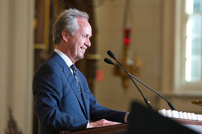 Louisville, Kentucky Mayor Greg Fischer speaks at at an interfaith celebration at the Roman Catholic Cathedral of the Assumption in downtown Louisville, KY on April 19, 2017.
