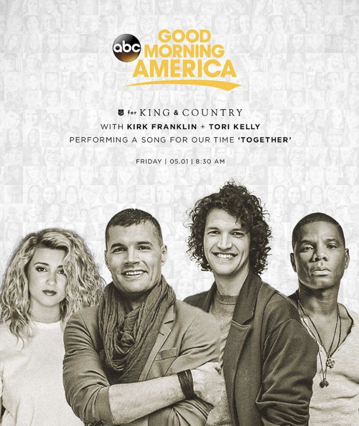 For King & Country premiere ‘Together’ with Kirk Franklin and Tori Kelly on Good Morning America