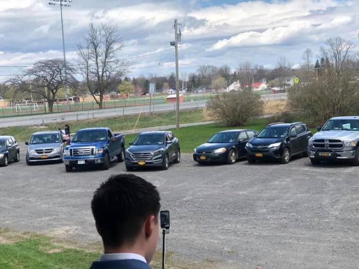 Central Bible Baptist Church in Massena, New York, holds a drive-in church service on May 3, 2020. 