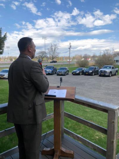 Central Bible Baptist Church in Massena, New York, holds a drive-in church service on May 3, 2020. 