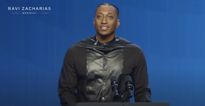 Lecrae at the memorial service held for Ravi Zacharias at Passion City Church in Atlanta, Georgia, on May 29, 2020. 