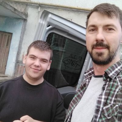 Former orphan Stas (L), who has been out of work due to the COVID-19 quarantine, poses for a photo with his friend and mentor, Sergei (R), who works with the Slavic Gospel Association-sponsored organization Orphans Reborn in Smolensk, Russia.