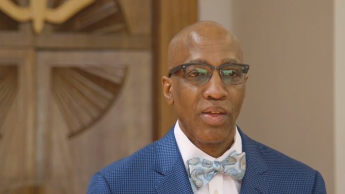 The Rev. J. Herbert Nelson II, stated clerk of the General Assembly of the Presbyterian Church (U.S.A.), gives remarks in a video posted on social media on June 8, 2020. 