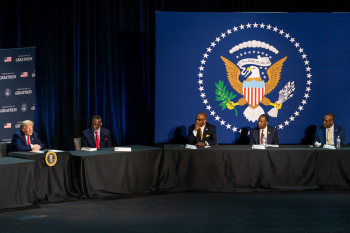 President Donald J. Trump gives remarks at a roundtable discussion on the Transition to Greatness: Restoring, Rebuilding and Renewing June 11, 2020, at Gateway Church in Dallas, Texas. 