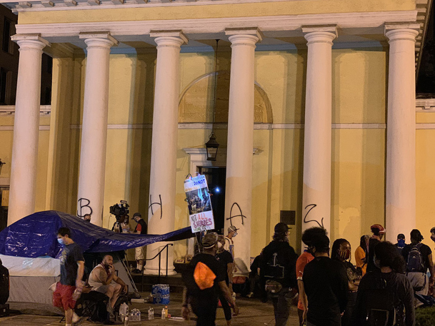 Black House Autonomous Zone protesters at St. John's Episcopal Church IN Washington, D.C., on June 21, 2020.