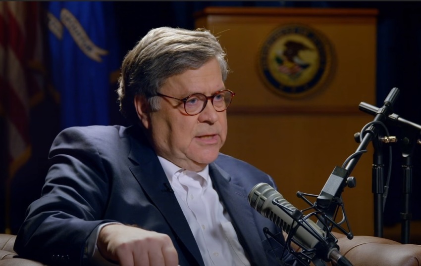 United States Attorney General Wiliam Barr being interviewed on a June 2020 episode of the podcast "Verdict with Ted Cruz," posted to YouTube on Thursday, June 25, 2020.