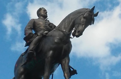 The statue of Confederate General Robert E. Lee at Monument Avenue in Richmond, Virginia. Photo taken Monday, July 13, 2020. 