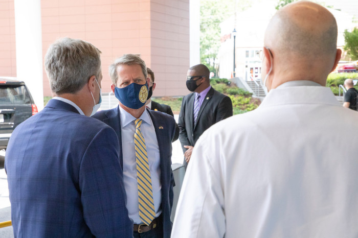 Georgia Governor Brian Kemp is seen here during a tour of Piedmont Hospital, July 14, 2020.