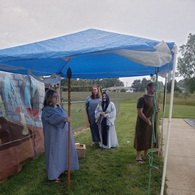 Owosso First Church of the Nazarene in Michigan holds a drive-thru Vacation Bible School in August 2020. 