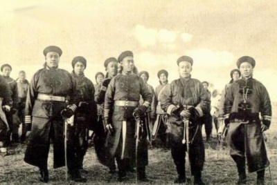 Qing Imperial soldiers, photographed circa 1900, around the time of the Boxer Rebellion. 