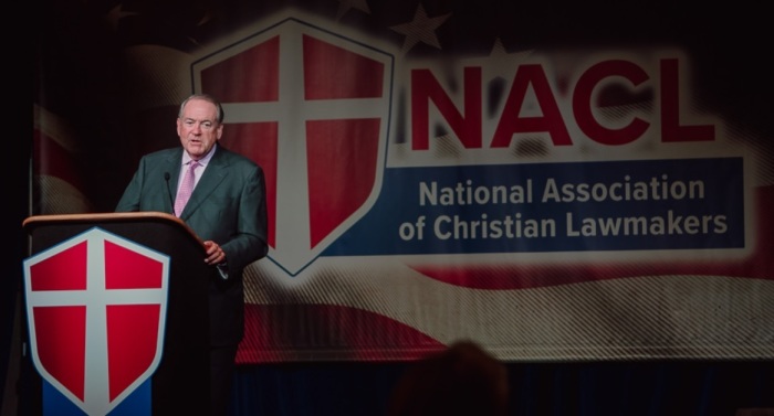 Former Arkansas Gov. Mike Huckabee speaks at the charter meeting of the National Association of Christian Lawmakers on Aug. 4-5, 2020, in Destin, Florida. 