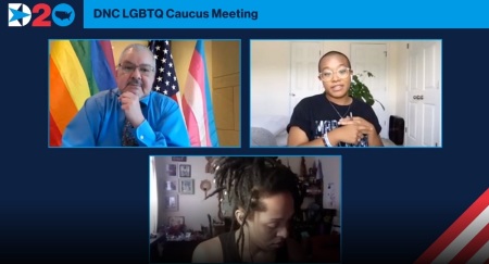 J Mai (upper-right) speaks during a daytime session at the Democratic National Convention on Aug. 17, 2020.
