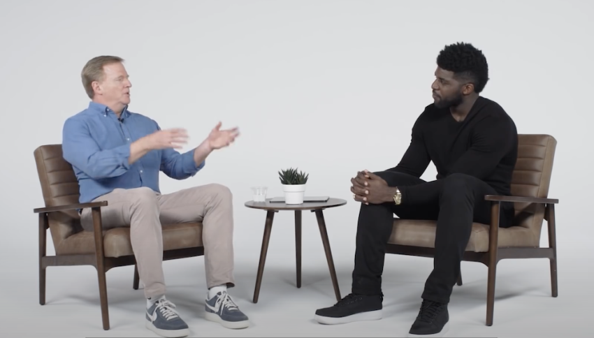 NFL Commissioner, Roger Goodell, sits down with Emmanuel Acho to have an Uncomfortable Conversation with a Black Man, Aug 23, 2020
