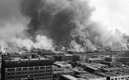 An image from the Tulsa Race Riot, which occurred May 31 - June 1, 1921.