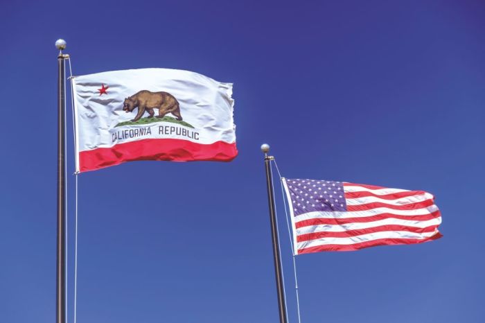 California and United States flags
