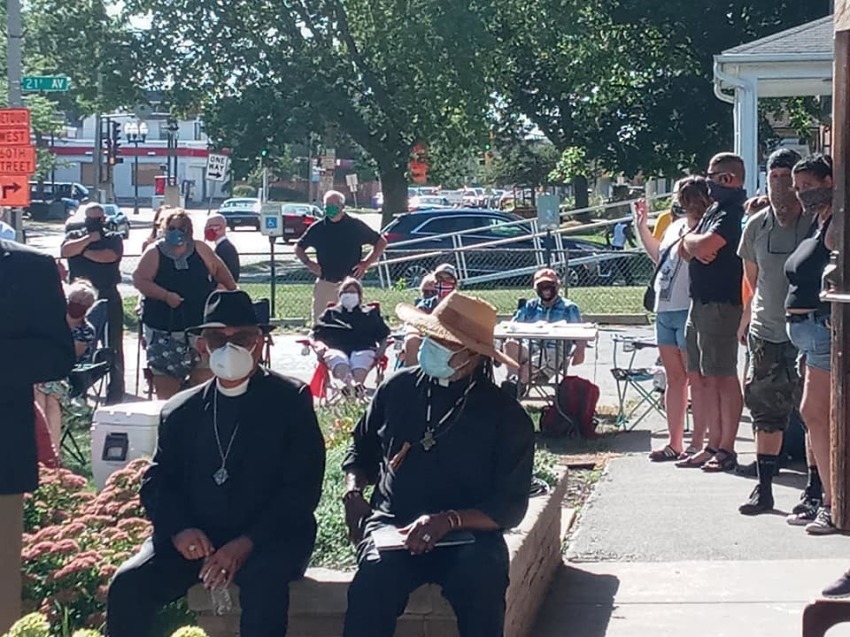 A prayer vigil at Grace Lutheran Church in Kenosha, Wis., in the wake of the shooting of Jacob Blake.