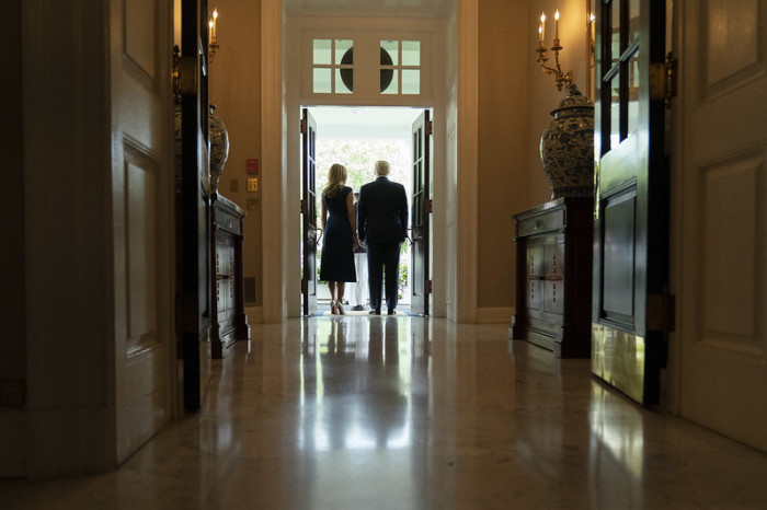 President Donald J. Trump and First Lady Melania Trump await the arrival of Israeli Prime Minister Benjamin Netanyahu and his wife Mrs. Sara Netanyahu Tuesday, Sept. 15, 2020, at the West Wing Lobby Entrance of the White House. 