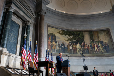 President Donald J. Trump delivers remarks at the White House Conference on American History Thursday, Sept. 17, 2020, at the National Archives and Records Administration in Washington, D.C.
