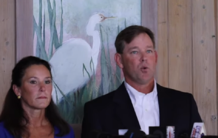 Pawleys Island Mayor Brian Henry (podium) apologizes for 'hurtful and insensitive' comments about the Black Lives Matter movement following the double murder of a daughter and step-father in Georgetown. Thursday, Sept. 3, 2020.